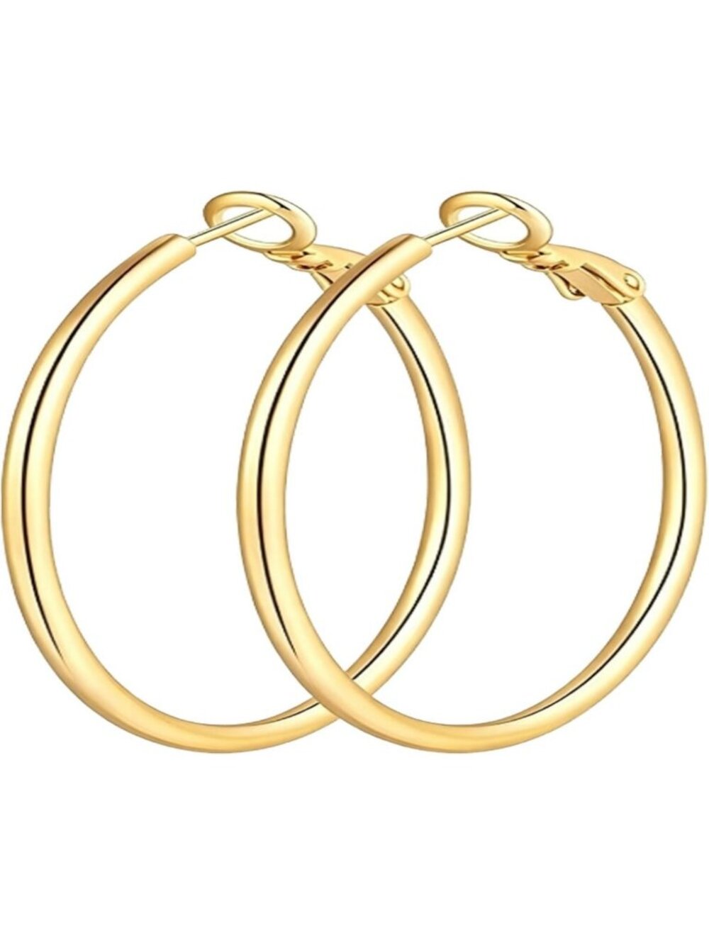 14K Gold Minimalist Hoop Earrings for Women - Thin Design, 30mm-50mm Sizes